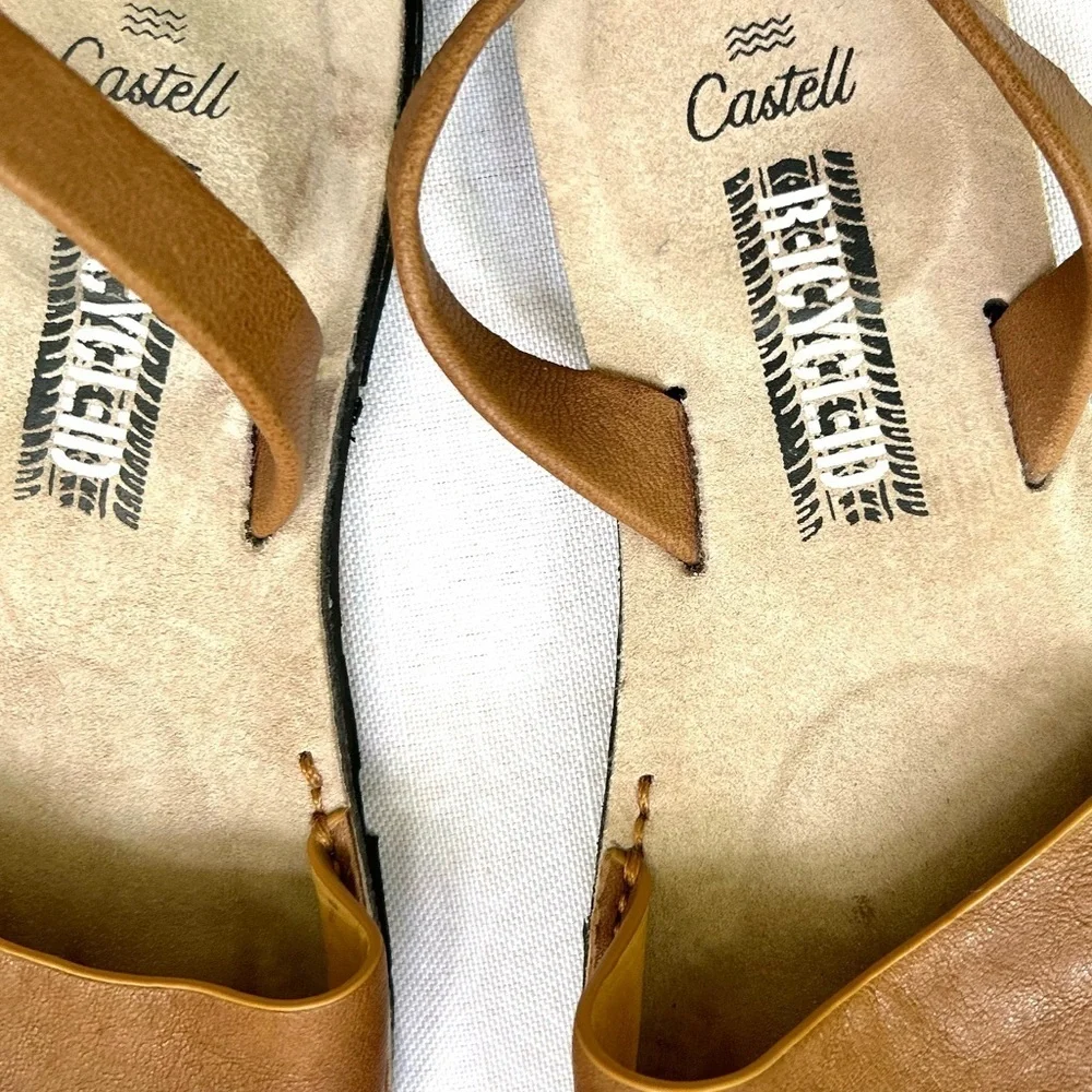 Castell de Menorca Avarca Tan Leather Sandals Size 40 Tire Tread Soles Eco